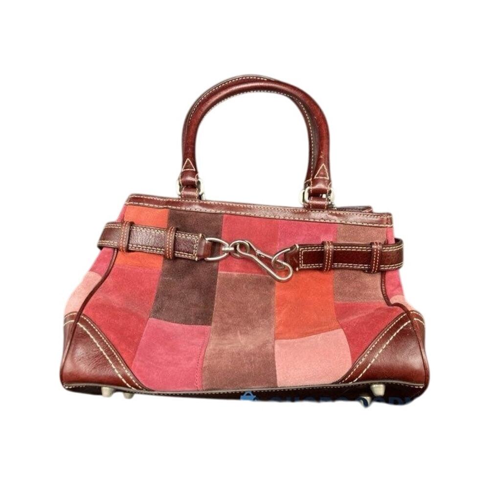 Coach Hampton Mosaic Patchwork Suede Satchel F112… - image 1